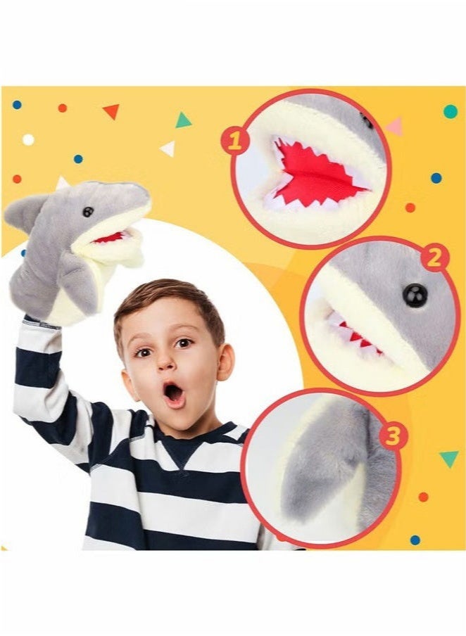 Cute Plush Shark Hand Puppet Shark Puppets Toys, Kids Hand Puppets Plush Shark Toys Soft Shark Gloves Figure - Image 4