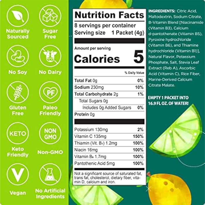 Stur Electrolyte Hydration Powder | Lemon Lime | High Antioxidants & B Vitamins | Sugar Free | Non-GMO | Daily Hydration & Workout Recovery | Keto | Paleo | Vegan (16 Packets) - Image 5