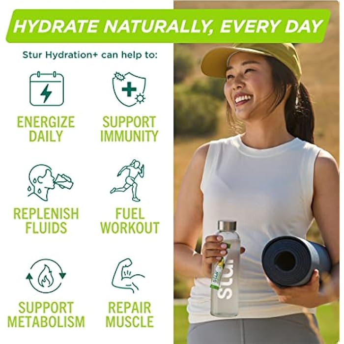 Stur Electrolyte Hydration Powder | Lemon Lime | High Antioxidants & B Vitamins | Sugar Free | Non-GMO | Daily Hydration & Workout Recovery | Keto | Paleo | Vegan (16 Packets) - Image 3