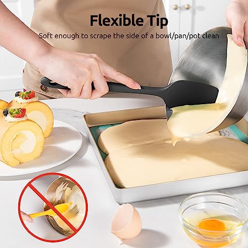 U-Taste Silicone Spatula Set, 600ºF High Heat Resistant, Seamless Food Grade Flexible Rubber Kitchen Cooking Mixing Baking Scraper for Nonstick Cookware Set of 3 (Black) - Image 4
