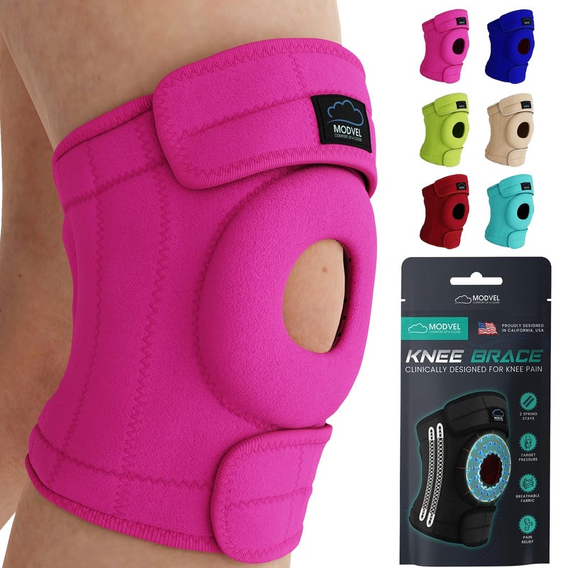 MODVEL Knee Brace with Side Stabilizers | FSA or HSA eligible | Patella Gel Pads Knee Support Braces for Knee Pain, Meniscus Tear,ACL,MCL,Arthritis, Joint Pain Relief,Injury Recovery. (S/M Pink) - Image 1