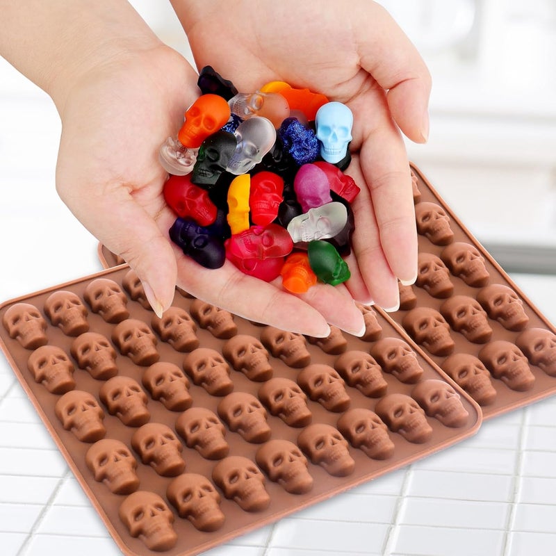 BUSOHA Gummy Skull Candy Molds Silicone, 4 Pack 40 Cavity Non-Stick Skull Silicone Molds with 2 Droppers for Chocolate, Candy, Jelly, Ice Cube, Dog Treats - Image 4