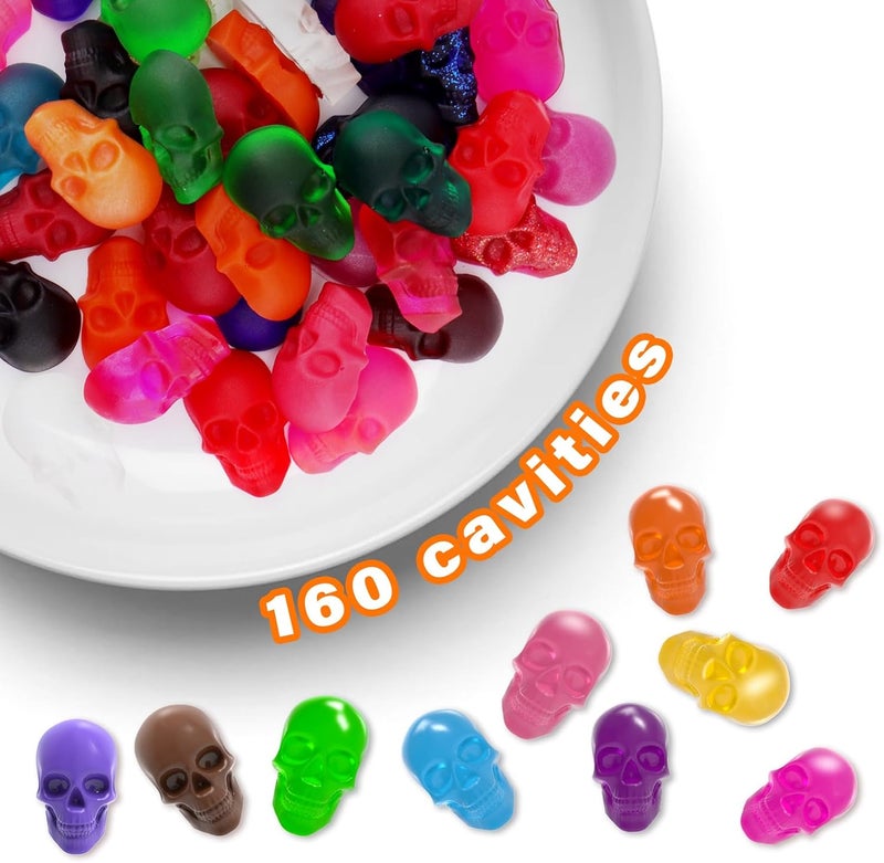 BUSOHA Gummy Skull Candy Molds Silicone, 4 Pack 40 Cavity Non-Stick Skull Silicone Molds with 2 Droppers for Chocolate, Candy, Jelly, Ice Cube, Dog Treats - Image 3