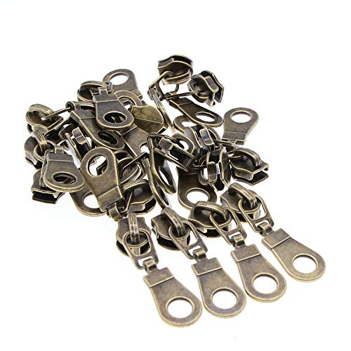 Leekayer #5 Beige Zipper Tape Antique Brass Teeth Metallic Nylon Coil Zipper by The Yard Bulk 10 Yards with 25pcs Brass Sliders Long Zipper for DIY Sewing Tailor Craft Bag(Beige) - Image 5