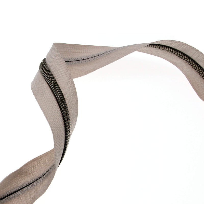 Leekayer #5 Beige Zipper Tape Antique Brass Teeth Metallic Nylon Coil Zipper by The Yard Bulk 10 Yards with 25pcs Brass Sliders Long Zipper for DIY Sewing Tailor Craft Bag(Beige) - Image 2