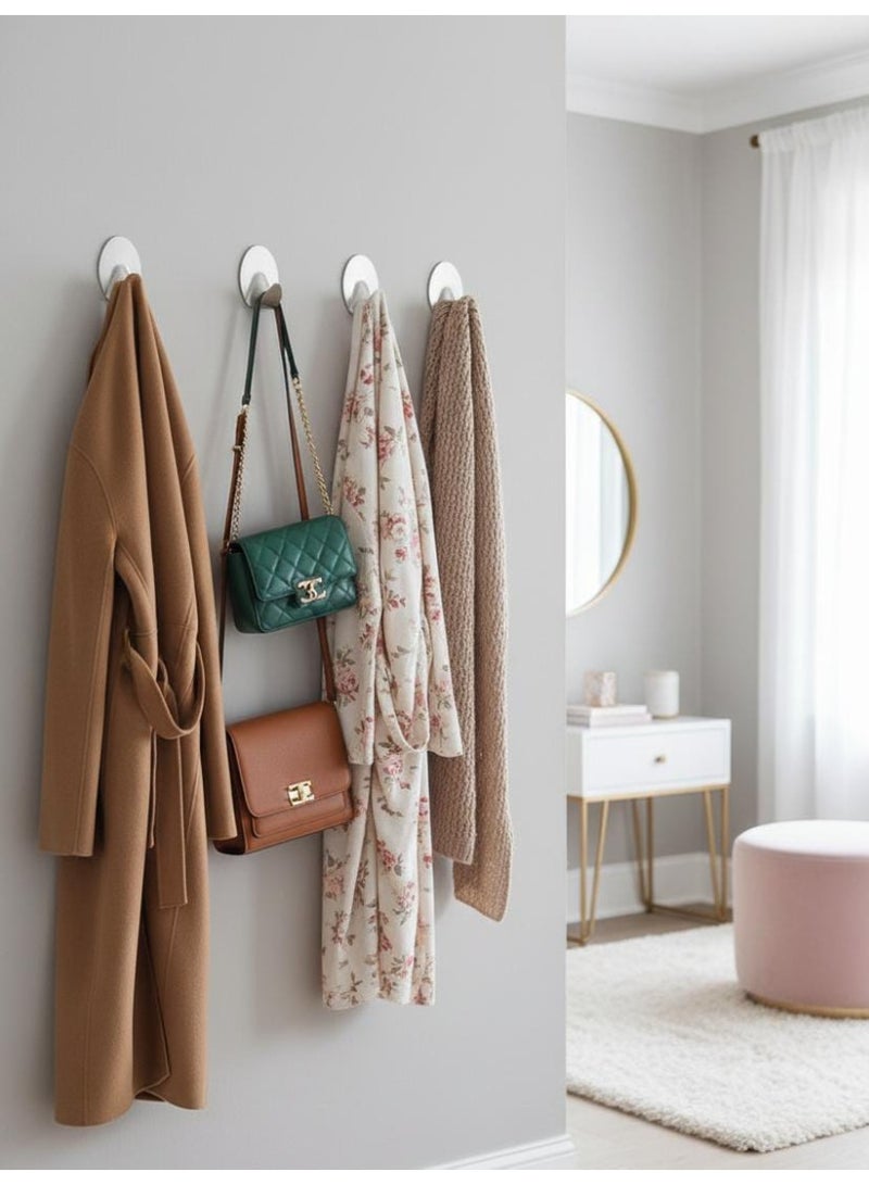 سبيس شوب خطاطيف لاصقة من الفولاذ شديدة التحمل طراز زيد تي ٢٠٦٨ عبوة من ٦  خطاطيف جدارية مقاومة للصدأ للحمام والمطبخ والمكتب حمولة تصل إلى ٣ كجم تصميم ذاتي اللصق بدون حفر شكل بيضاوي - Image 5