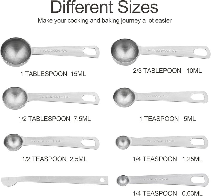 Smithcraft Measuring Cups and Spoons Set 15, Metric & US 18/8 Stainless Steel Measuring Cups and Spoons Set for Baking & Kitchen, 6 Measure Cups & 7 Spoons Leveler & Measure Equivalents for Dry&Liquid - Image 4