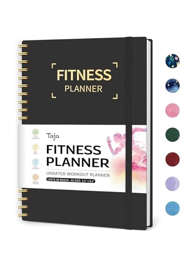 Arabest Fitness Workout Journal for Women & Men, A5(5.5 x 8.2) Workout Log Book Planner for Tracking, Progress, and Achieving Your Wellness Goals-Black - Image 1