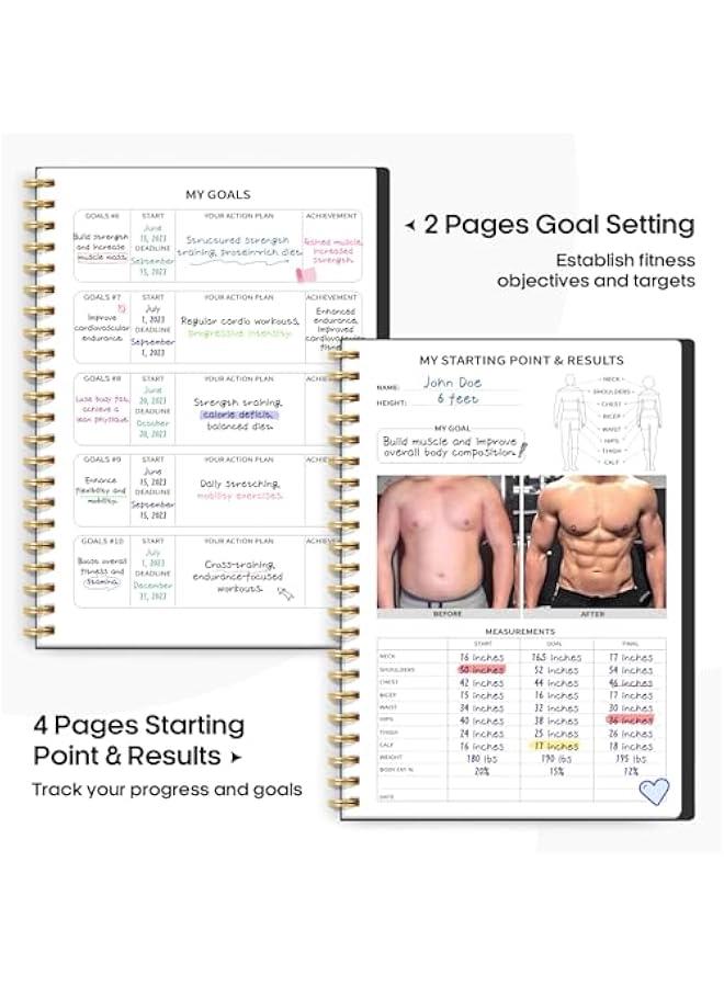 Arabest Fitness Workout Journal for Women & Men, A5(5.5 x 8.2) Workout Log Book Planner for Tracking, Progress, and Achieving Your Wellness Goals-Black - Image 3