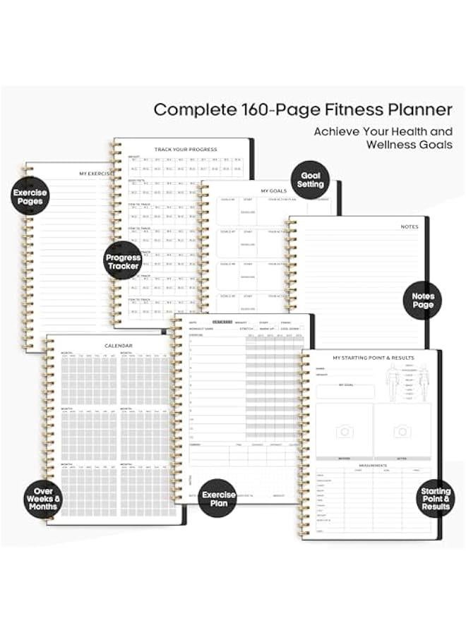 Arabest Fitness Workout Journal for Women & Men, A5(5.5 x 8.2) Workout Log Book Planner for Tracking, Progress, and Achieving Your Wellness Goals-Black - Image 5