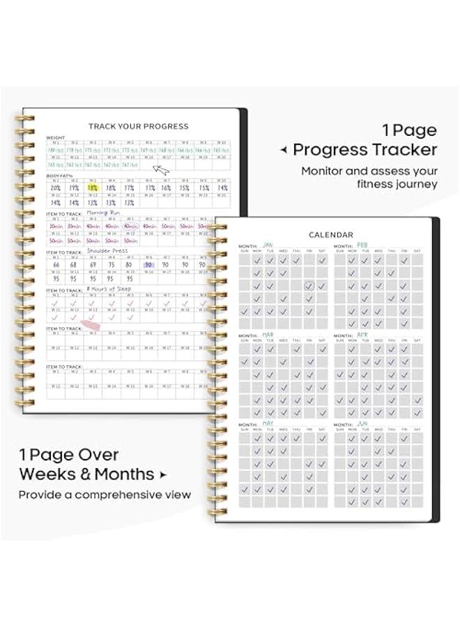Arabest Fitness Workout Journal for Women & Men, A5(5.5 x 8.2) Workout Log Book Planner for Tracking, Progress, and Achieving Your Wellness Goals-Black - Image 4