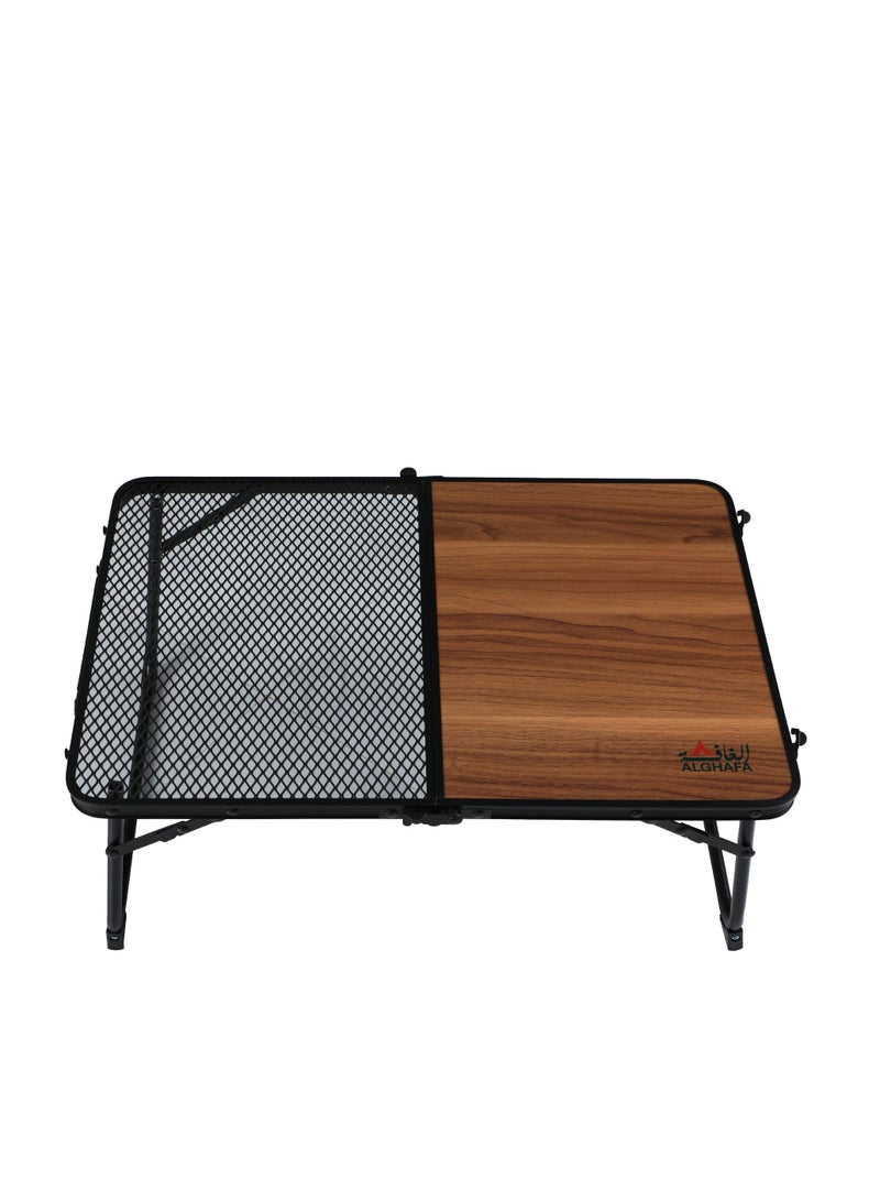 ALGHAFA Foldable ground picnic table, mesh + wood, for camping, trips and picnics, small size  - Image 3