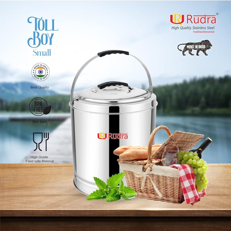 Rudra Stainless Steel Tall Boy Small 5LPremium Puff Insulated Hot Cold CasseroleTraditional Food Storage Hot Pot with Side HandlesKeeps Food Fresh for HoursRustFree Durable Made in India - Image 5