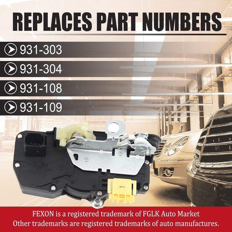 FEXON محرك قفل مزلاج الباب FEXON لسيارات شيفروليه تاهو، جي إم سي يوكون، كاديلاك إسكاليد 2008-2009 - مجموعة 4 أبواب - Image 3