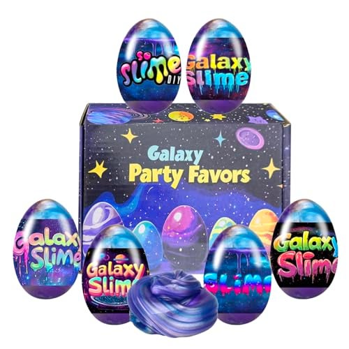 Cherislpy 6 Pcs Easter Galaxy Slime Eggs Stress Relief Toys for Kids Boys Girls Easter Basket Stuffers Eggs Fillers Party Favors Gifts - Image 5