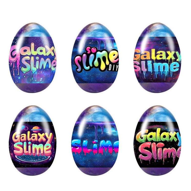 Cherislpy 6 Pcs Easter Galaxy Slime Eggs Stress Relief Toys for Kids Boys Girls Easter Basket Stuffers Eggs Fillers Party Favors Gifts - Image 3