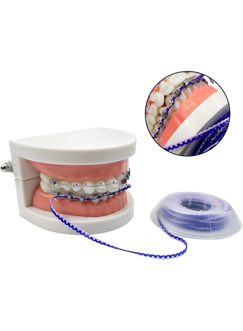 هالونهي سلسلة مرنة لتقويم الأسنان بطول 4.5 متر، سلسلة مطاطية فائقة القوة لتقويم الأسنان بلونين، شريط مطاطي مرن لتقويم الأسنان، مستمر (نوع قصير، أزرق + أخضر) - Image 3
