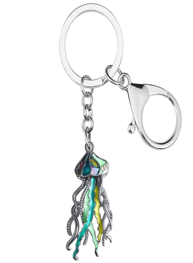 DALANE Enamel Alloy Jellyfish Keychains Car Wallet Key Ring Novelty Jewelry Charms Gifts for Women Girls Kids (Green) - Image 1