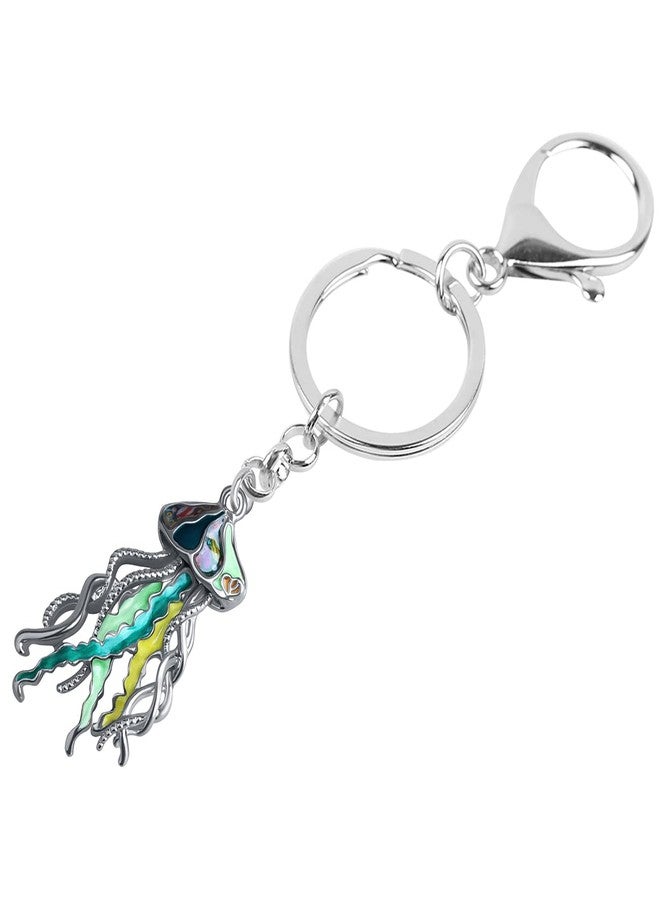 DALANE Enamel Alloy Jellyfish Keychains Car Wallet Key Ring Novelty Jewelry Charms Gifts for Women Girls Kids (Green) - Image 3