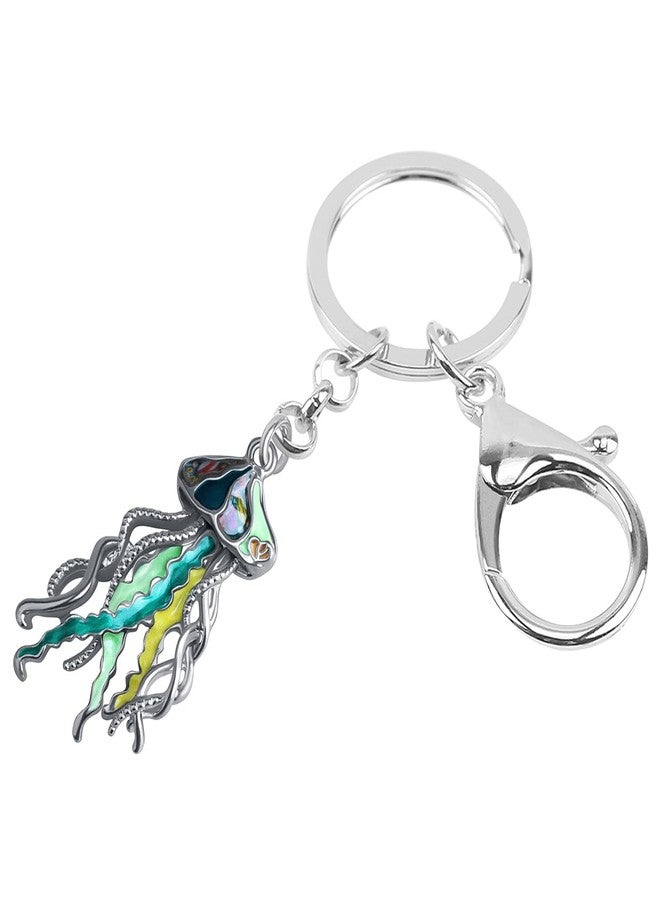 DALANE Enamel Alloy Jellyfish Keychains Car Wallet Key Ring Novelty Jewelry Charms Gifts for Women Girls Kids (Green) - Image 2