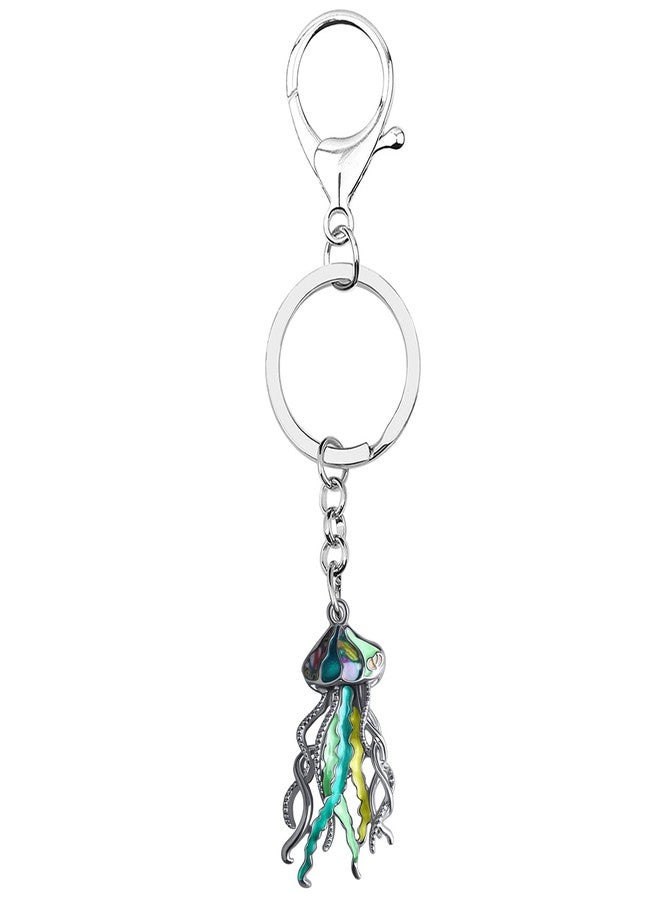 DALANE Enamel Alloy Jellyfish Keychains Car Wallet Key Ring Novelty Jewelry Charms Gifts for Women Girls Kids (Green) - Image 4