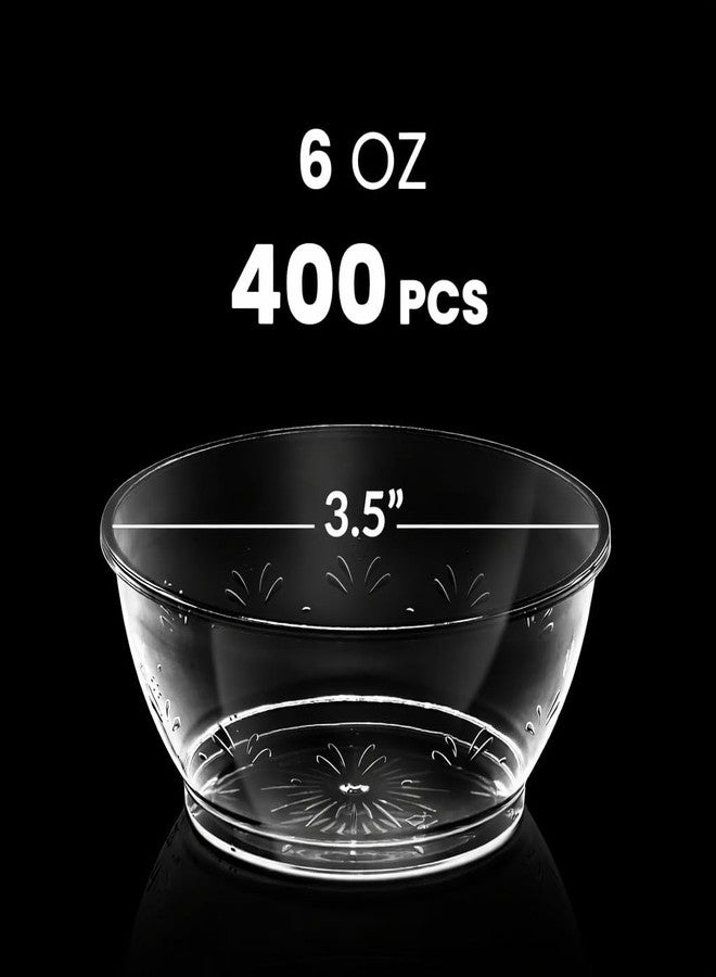JoyServe Clear Mini Plastic Bowls - (Bulk 400 Pack) 6 Oz Disposable Premium Hard Plastic Dessert Bowls for Serving, Weddings, Catering, Parties, Ice Cream, Salsa, Home or Event Party Supplies - Image 2