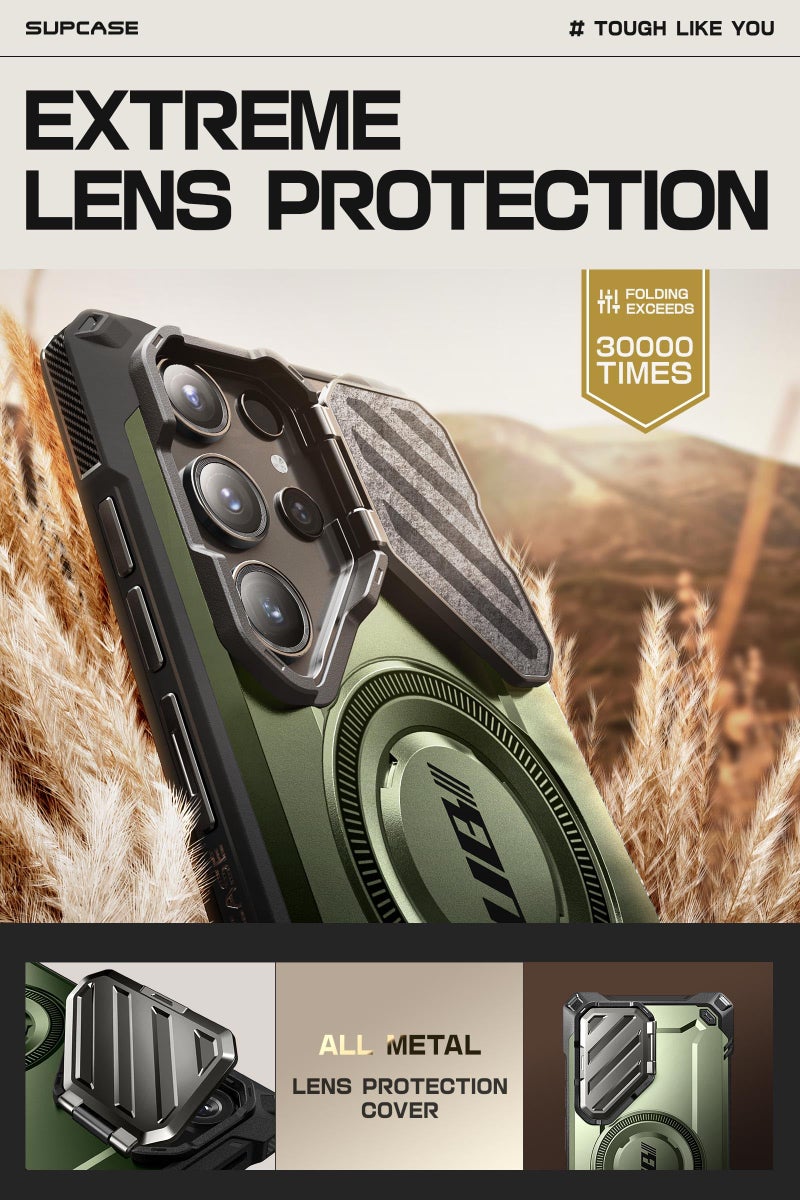 SUPCASE for Samsung Galaxy S24 Ultra Case with Stand [Built-in Camera Cover Kickstand] [S Pen Friendly] [Compatible with MagSafe] Heavy Duty Rugged Magnetic Phone Case for Galaxy S24 Ultra, Guldan - Image 3