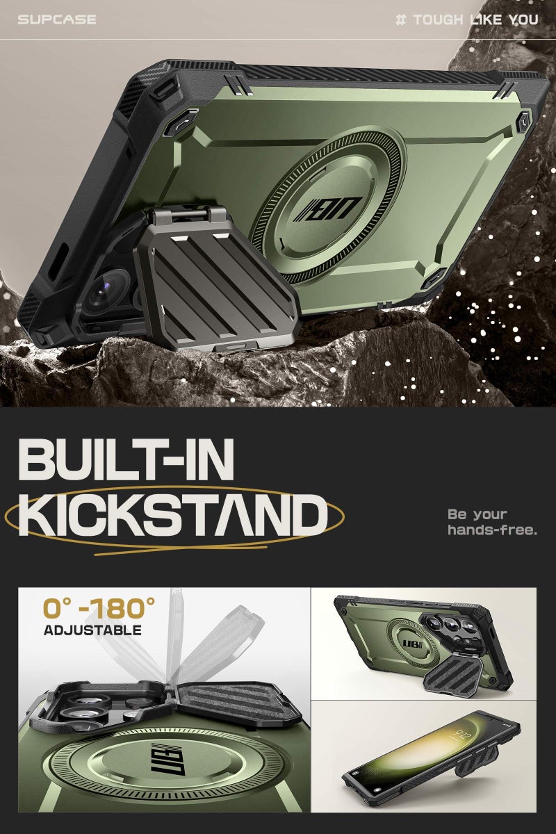 SUPCASE for Samsung Galaxy S24 Ultra Case with Stand [Built-in Camera Cover Kickstand] [S Pen Friendly] [Compatible with MagSafe] Heavy Duty Rugged Magnetic Phone Case for Galaxy S24 Ultra, Guldan - Image 5