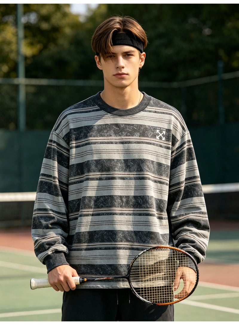 OFF-WHITE Men and women with the same old striped round neck contrast striped sweater - Image 1