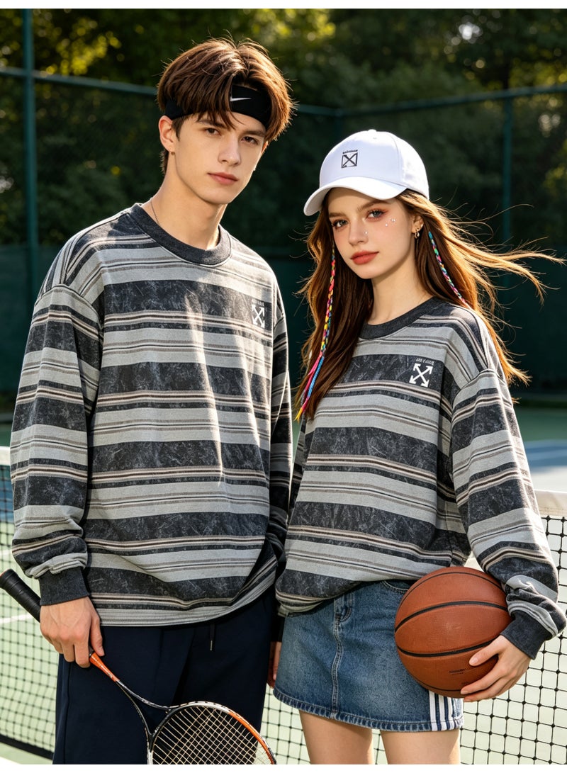 OFF-WHITE Men and women with the same old striped round neck contrast striped sweater - Image 2