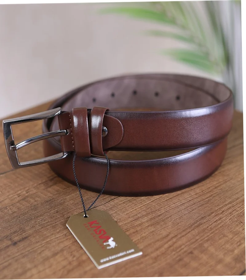 كاسفا ديري Kasva Leather 3.5 cm Brown Plain Artificial Belt