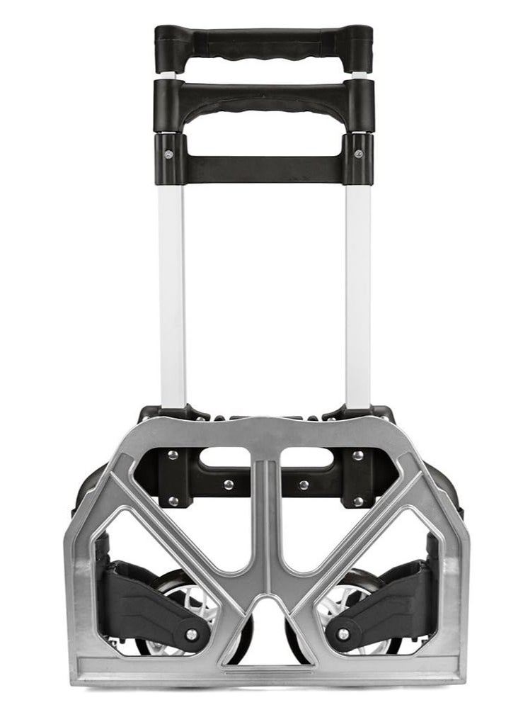 Rubik 75KG Aluminum Luggage Trolley Barrow Foldable Hand Push Truck Parcel Boot Cart Heavy Duty Rustproof Utility Cart with Adjustable Shaft (Black)  - Image 4