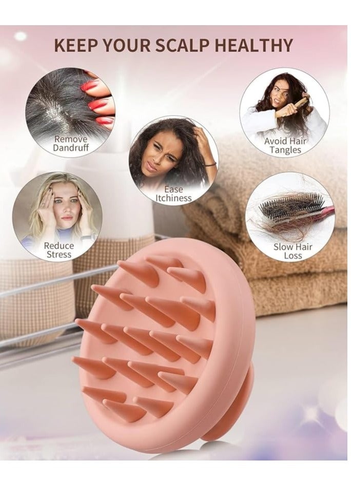 إسكدنيا مسلك فروة الرأس من السيليكون فرشاة شامبو للدش، مسلك فروة الرأس مع شعيرة ناعمة لنمو الشعر ومعالجة قشرة الرأس، مسلك شعر جاف رطب لجميع أنواع الشعر لدى النساء (وردي) - Image 3