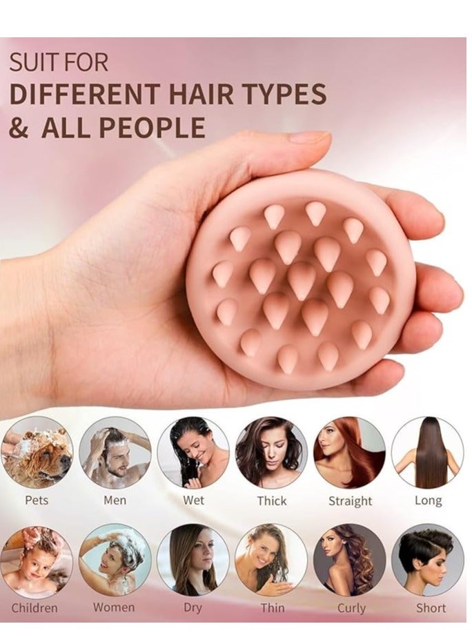 إسكدنيا مسلك فروة الرأس من السيليكون فرشاة شامبو للدش، مسلك فروة الرأس مع شعيرة ناعمة لنمو الشعر ومعالجة قشرة الرأس، مسلك شعر جاف رطب لجميع أنواع الشعر لدى النساء (وردي) - Image 5