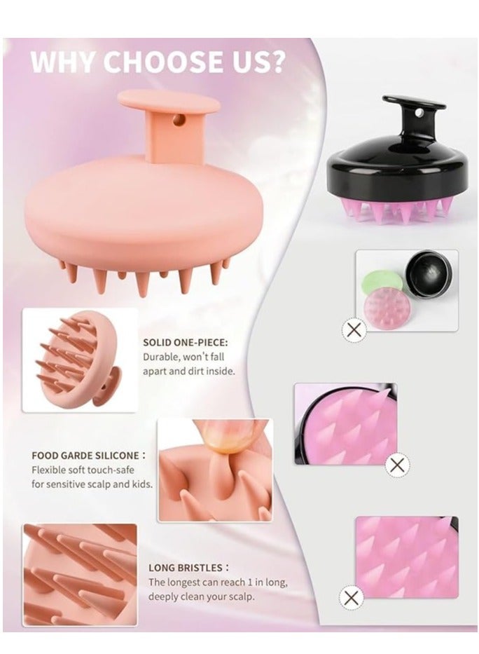 إسكدنيا مسلك فروة الرأس من السيليكون فرشاة شامبو للدش، مسلك فروة الرأس مع شعيرة ناعمة لنمو الشعر ومعالجة قشرة الرأس، مسلك شعر جاف رطب لجميع أنواع الشعر لدى النساء (وردي) - Image 2