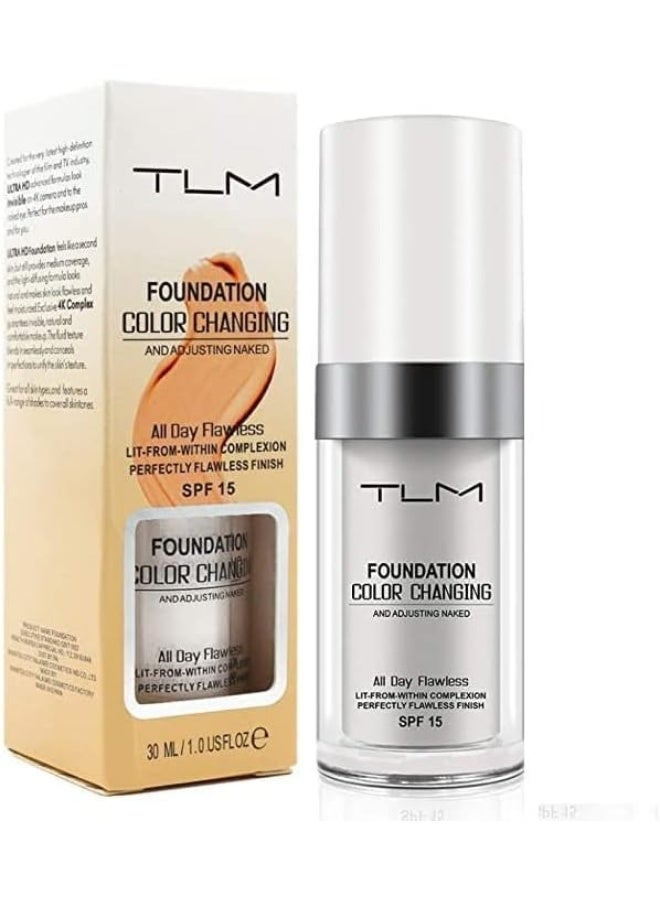 تي إل إم تأسيسية لون متغيرة من TLM مع SPF 15 - 30 مل | تغطية مثالية طوال اليوم، تتكيف مع لون البشرة لإنهاء طبيعي - Image 1
