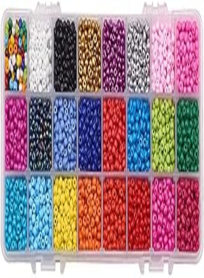 SAPU 3000 + Pcs Multicolor Glass Beads Seed Beads Crafts Beaded for Bracelet Necklace (24 Grid 24 Colors)