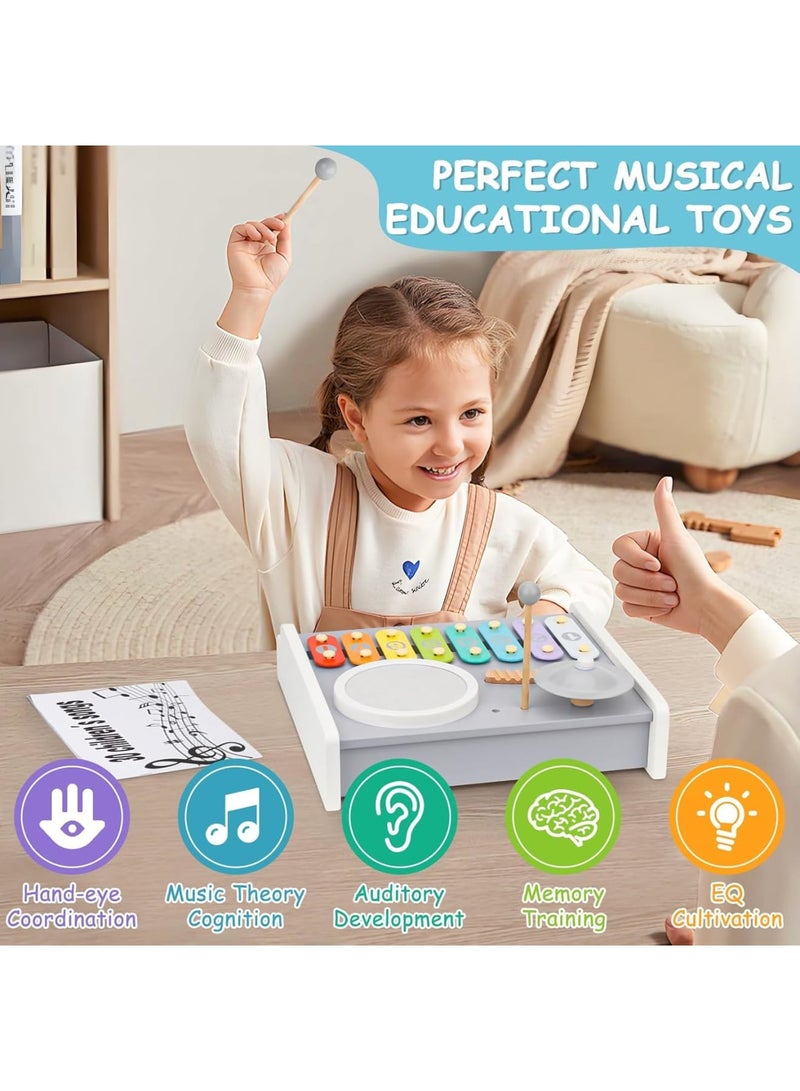 SOLARAE Percussion Xylophone Toy for Kids, 5 in 1 Montessori Toys for Toddler Baby, Natural Wooden Music Kit, Toddler Sensory Toys, Birthday Gifts for Boys Girls - Image 5