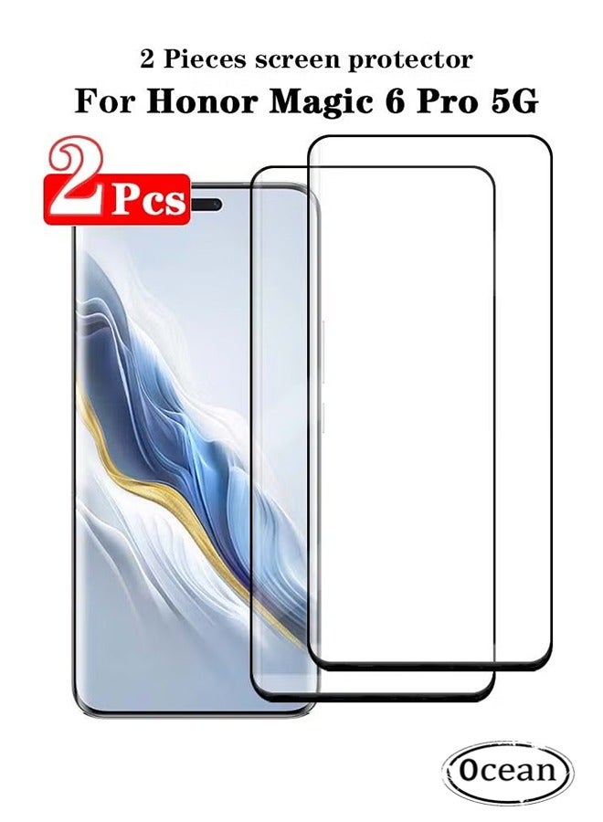 أوشن 2 قطعة هونور ماجيك 6 برو 5G الشاشة تشديد الفيلم ، 9H صلابة تشديد الزجاج ، 3D منحني قناع عالية الدقة بصمة حماية الفيلم - Image 1