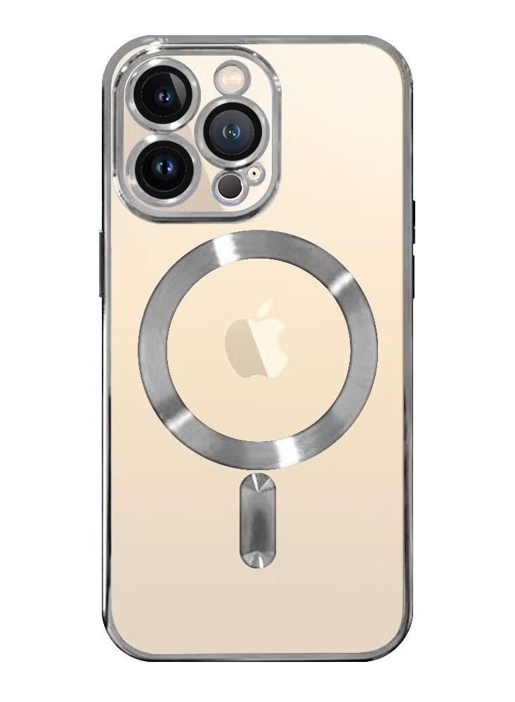 Zaboon 2Pack for iPhone 14 Pro Magsafe Case and Screen Protector Clear Electroplating Frame Wireless Charging Cover with Tempered Glass Silver/Clear - Image 2