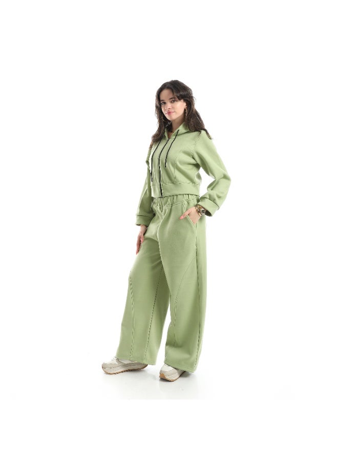 سيزار ترنج حريمي قطعتين مزود بسوستة من الأمام وبنطلون واسع - Image 2