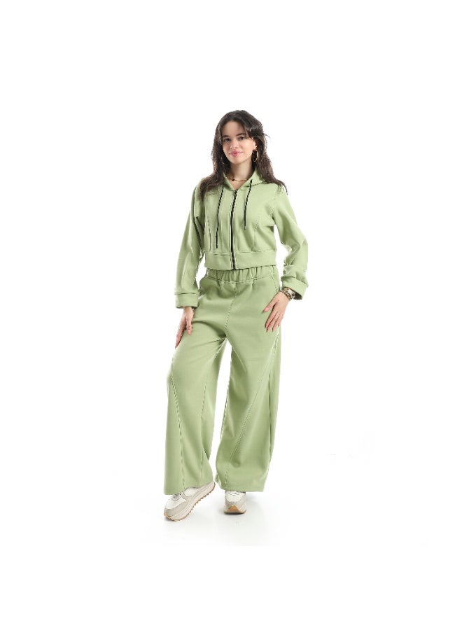 سيزار ترنج حريمي قطعتين مزود بسوستة من الأمام وبنطلون واسع - Image 1