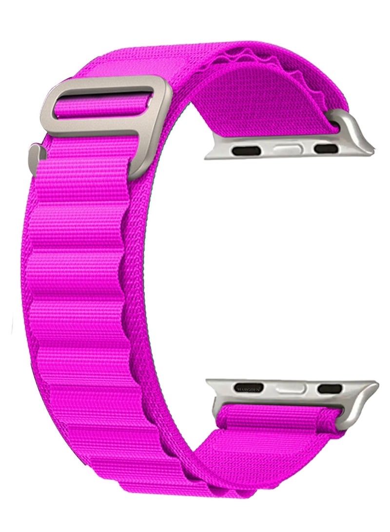 Replacement Band for Apple Watch Band 49mm 46mm 45mm 44mm - Alpine Loop Band for Women Men - Adjustable With Metal G-Hook Strap For iWatch Ultra Series SE 8/7/6/5/4/3/2/1 - Hot Purple - Image 4