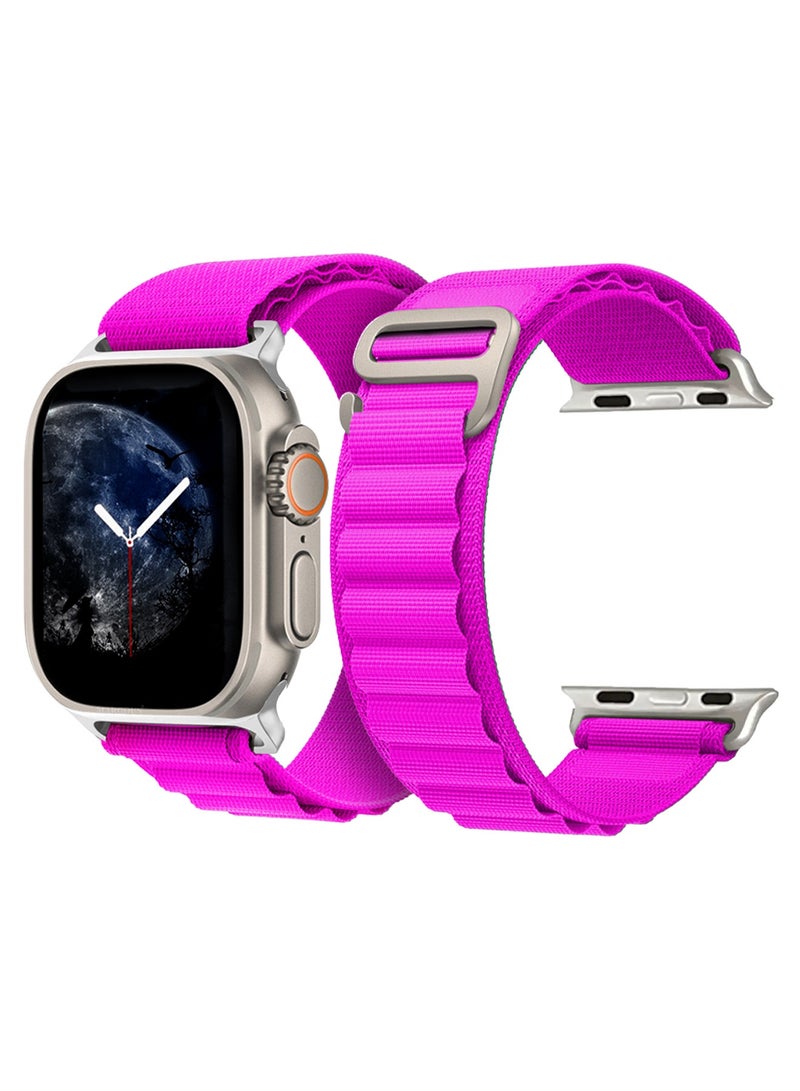 Replacement Band for Apple Watch Band 49mm 46mm 45mm 44mm - Alpine Loop Band for Women Men - Adjustable With Metal G-Hook Strap For iWatch Ultra Series SE 8/7/6/5/4/3/2/1 - Hot Purple - Image 3