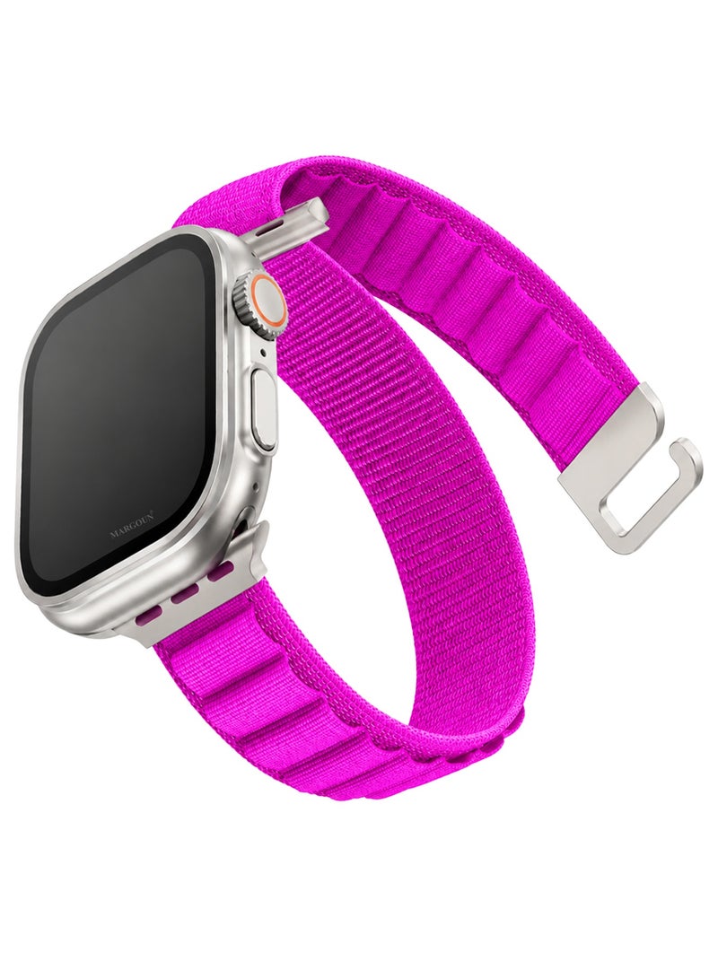 Replacement Band for Apple Watch Band 49mm 46mm 45mm 44mm - Alpine Loop Band for Women Men - Adjustable With Metal G-Hook Strap For iWatch Ultra Series SE 8/7/6/5/4/3/2/1 - Hot Purple - Image 2