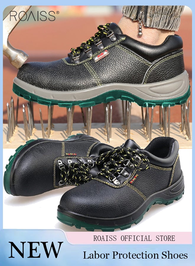 roaiss Men Steel Toe Safety Shoes, Puncture Proof Work Shoes, Stylish Sneakers Breathable Running Shoes with Soft Sole, Comfy Low Top Sports Shoes, Suitable for Construction, Industrial Sites, Manufacturing and Outdoor Activities Black - Image 1