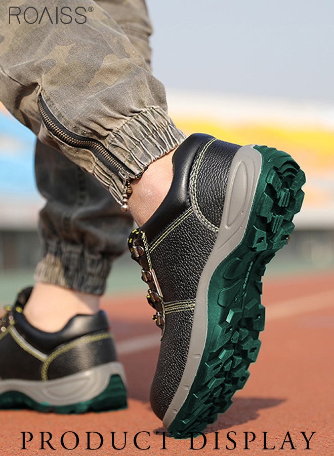 roaiss Men Steel Toe Safety Shoes, Puncture Proof Work Shoes, Stylish Sneakers Breathable Running Shoes with Soft Sole, Comfy Low Top Sports Shoes, Suitable for Construction, Industrial Sites, Manufacturing and Outdoor Activities Black - Image 2