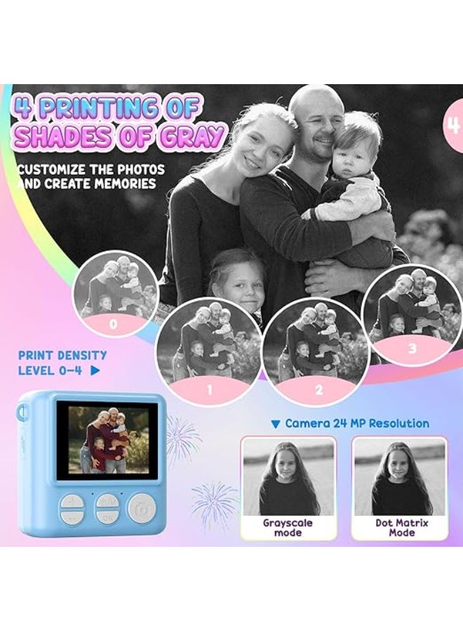 LENND Camera for Kids Instant Print,Portable Camera with 32G Card & 1080p Video,Print Paper,Instant Print Camera with Color Pens for DIY,Over 3 Years Old for Boys Girls Birthday Gifts (Blue) - Image 3