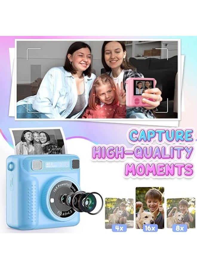 LENND Camera for Kids Instant Print,Portable Camera with 32G Card & 1080p Video,Print Paper,Instant Print Camera with Color Pens for DIY,Over 3 Years Old for Boys Girls Birthday Gifts (Blue) - Image 5