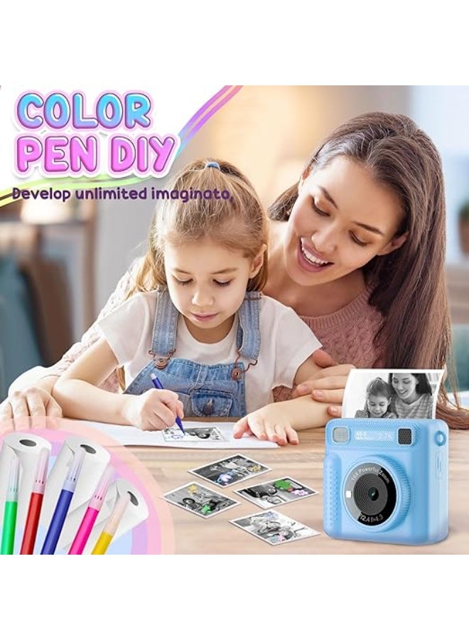 LENND Camera for Kids Instant Print,Portable Camera with 32G Card & 1080p Video,Print Paper,Instant Print Camera with Color Pens for DIY,Over 3 Years Old for Boys Girls Birthday Gifts (Blue) - Image 4